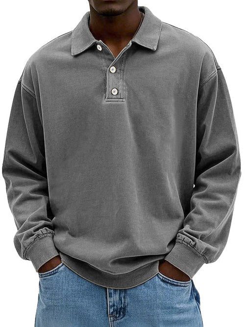 William - Men's Vintage Style Long Sleeve Polo Shirt - photo 2