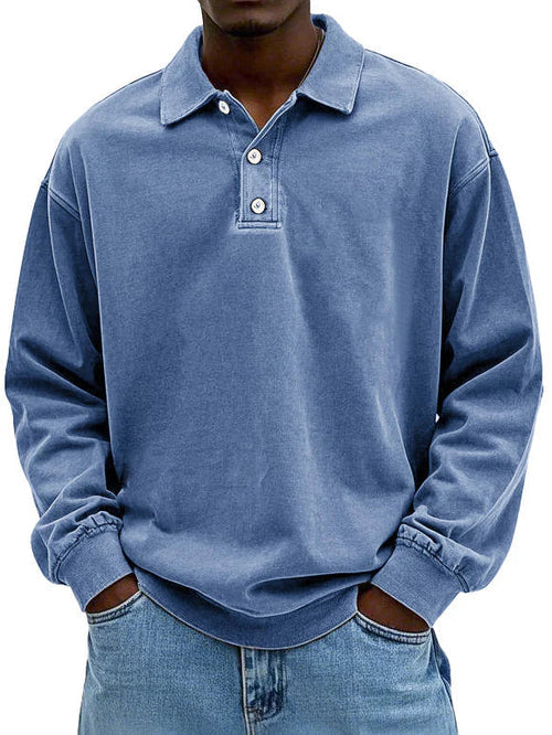 William - Men's Vintage Style Long Sleeve Polo Shirt - photo 1