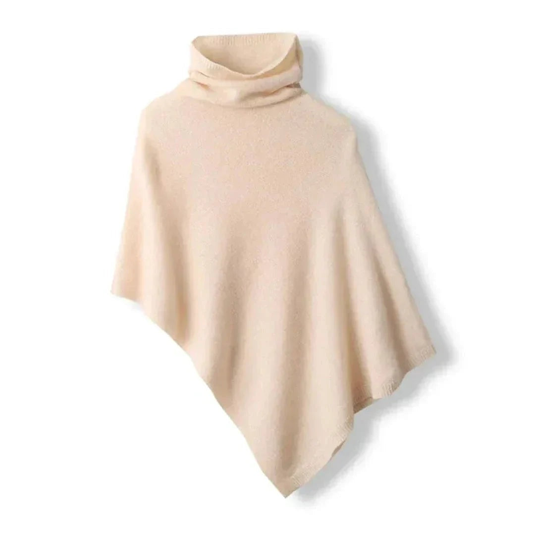 Sabine - Women's Asymmetric Poncho with Roll Neck