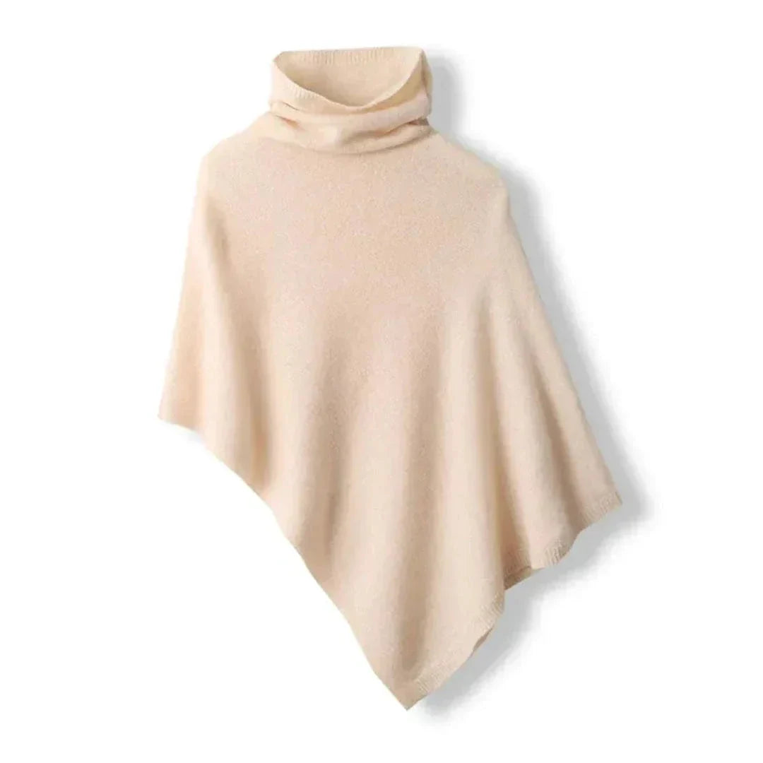 Sabine - Women's Asymmetric Poncho with Roll Neck