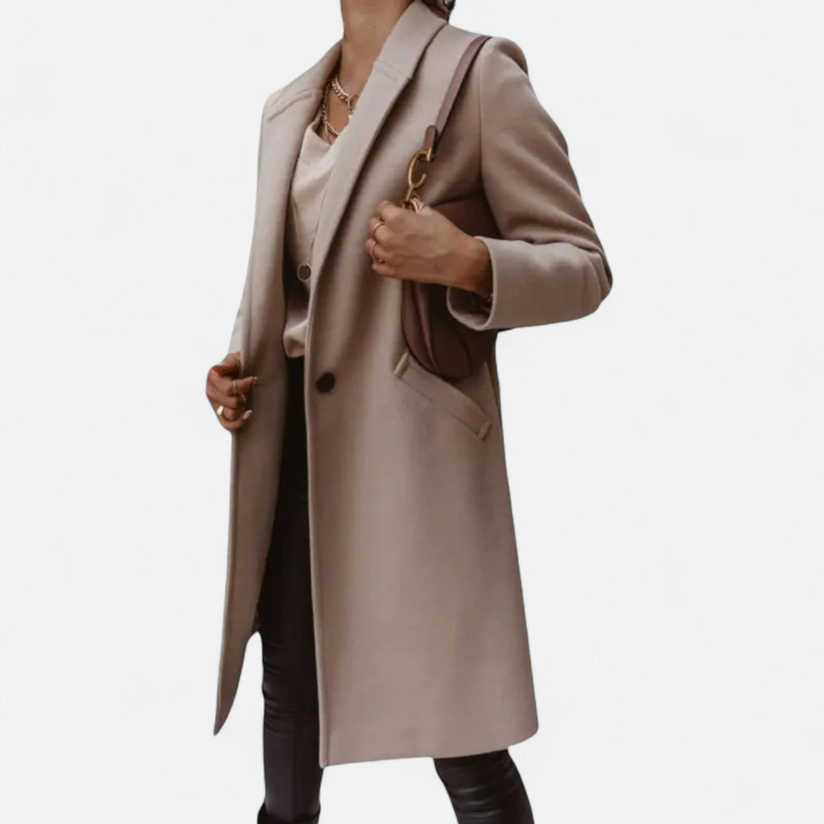 Prisca - Women's Longline Coat with Button Front and Side Pockets - photo 5