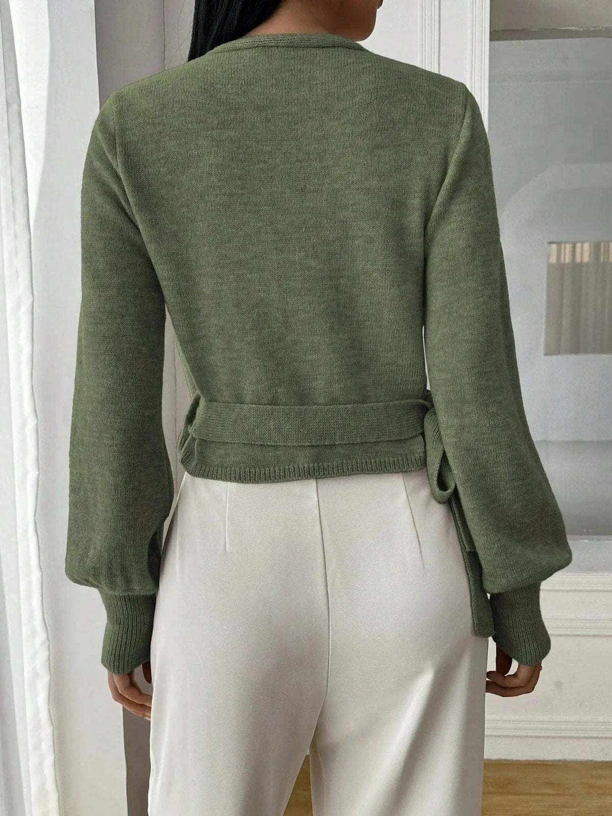 Alessia - Women's wrap sweater with tie belt - photo 10