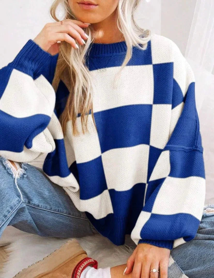 Women's Checked Knit Sweater - photo 15
