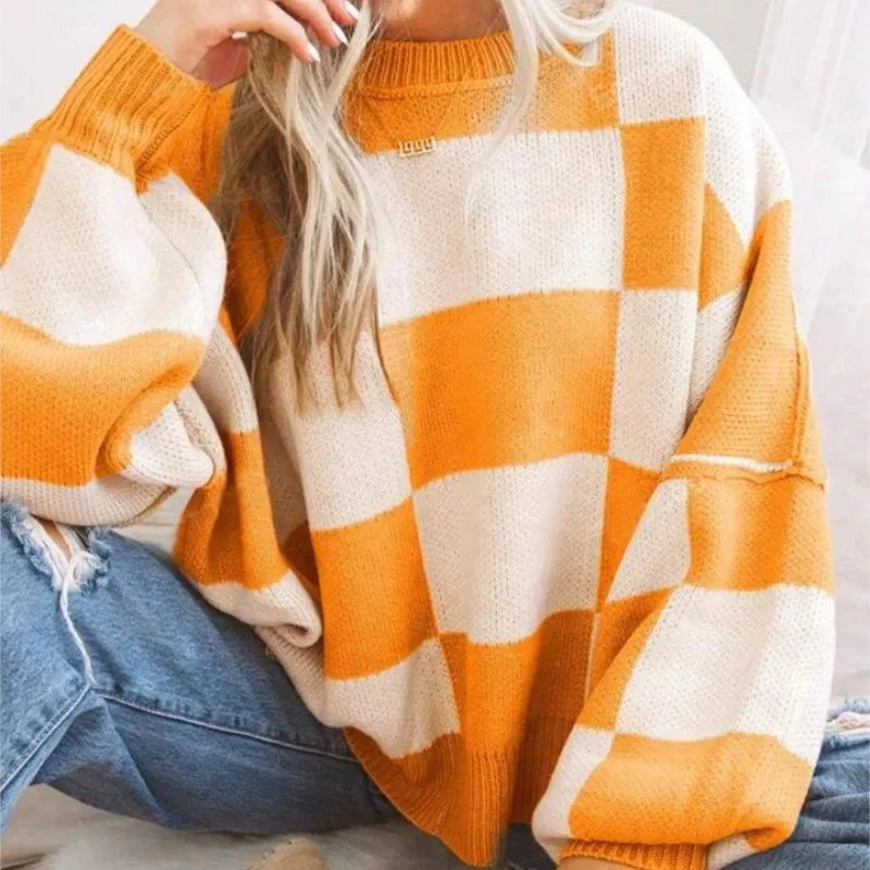 Women's Checked Knit Sweater - photo 5