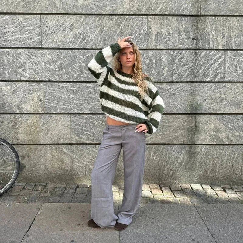 Women's Striped Knit Sweater - photo 11