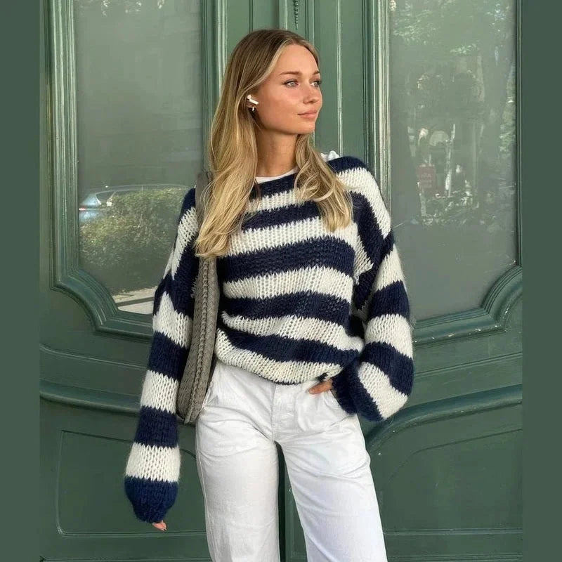 Women's Striped Knit Sweater - photo 3