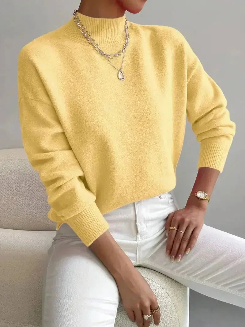Hannah - Women's high-neck sweater in stretch fabric with long sleeves - photo 3