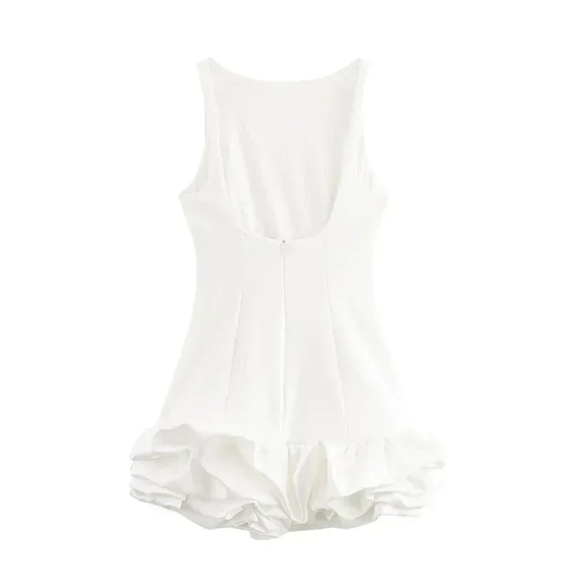 Rochie mini femei cu volane spate deschis