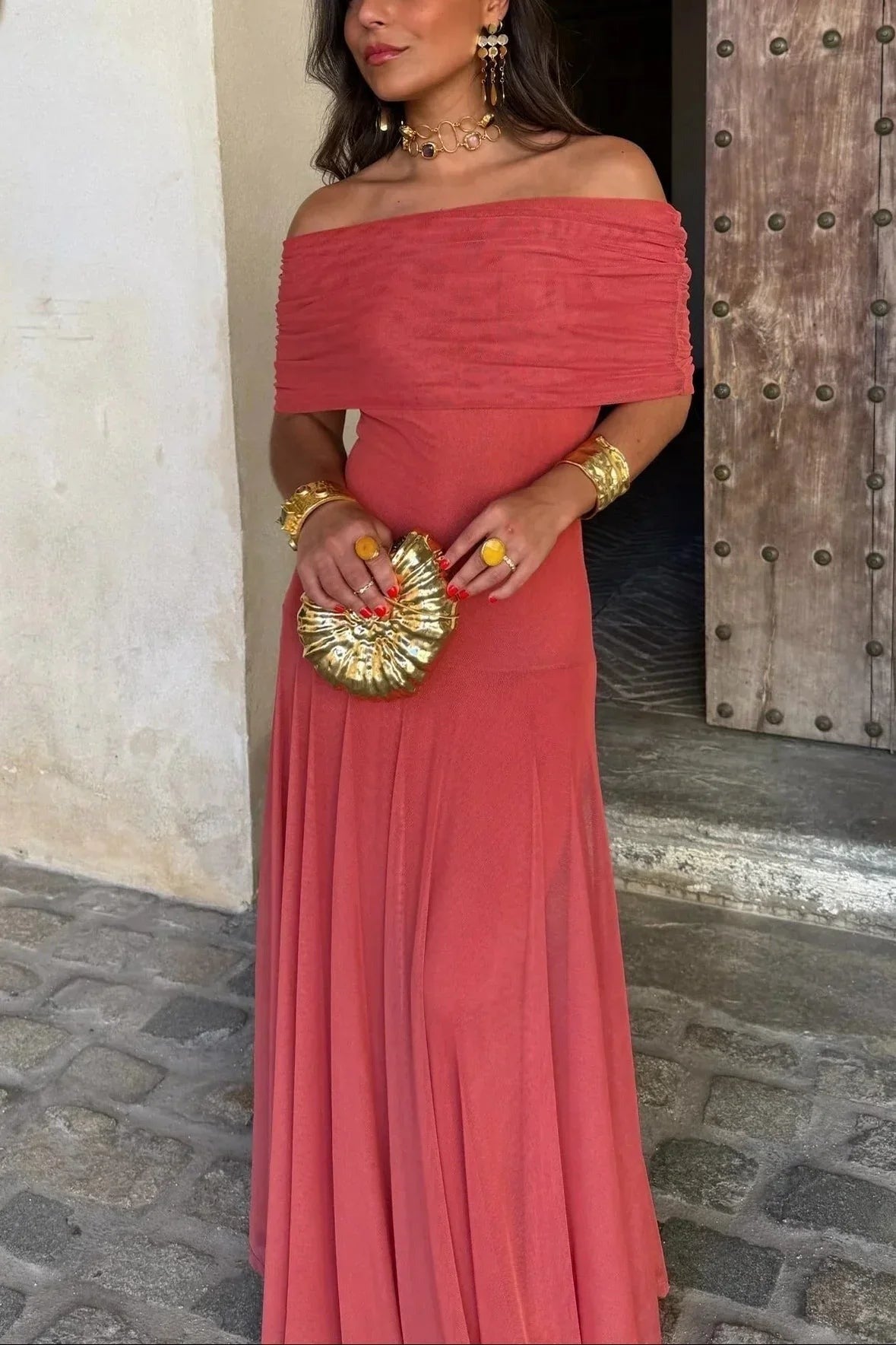 Pleated one-Shoulder summer Maxi dress for women - photo 2
