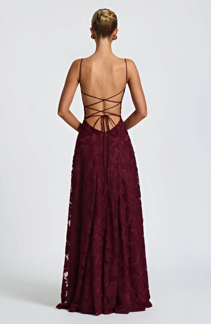 Women's Maxi dress with thin straps and floral patterns - photo 7
