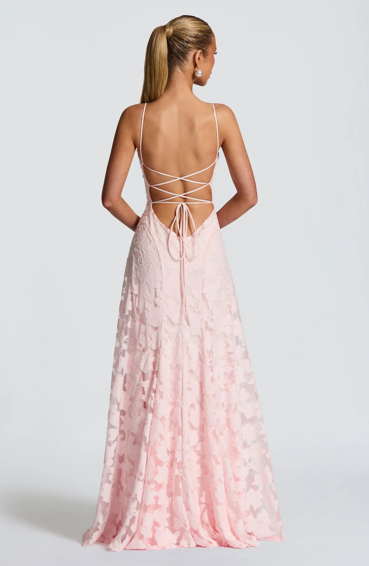 Women's Maxi dress with thin straps and floral patterns - photo 5