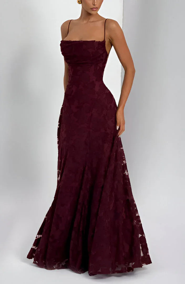 Maxi abito da donna con spalline sottili e fantasie floreali