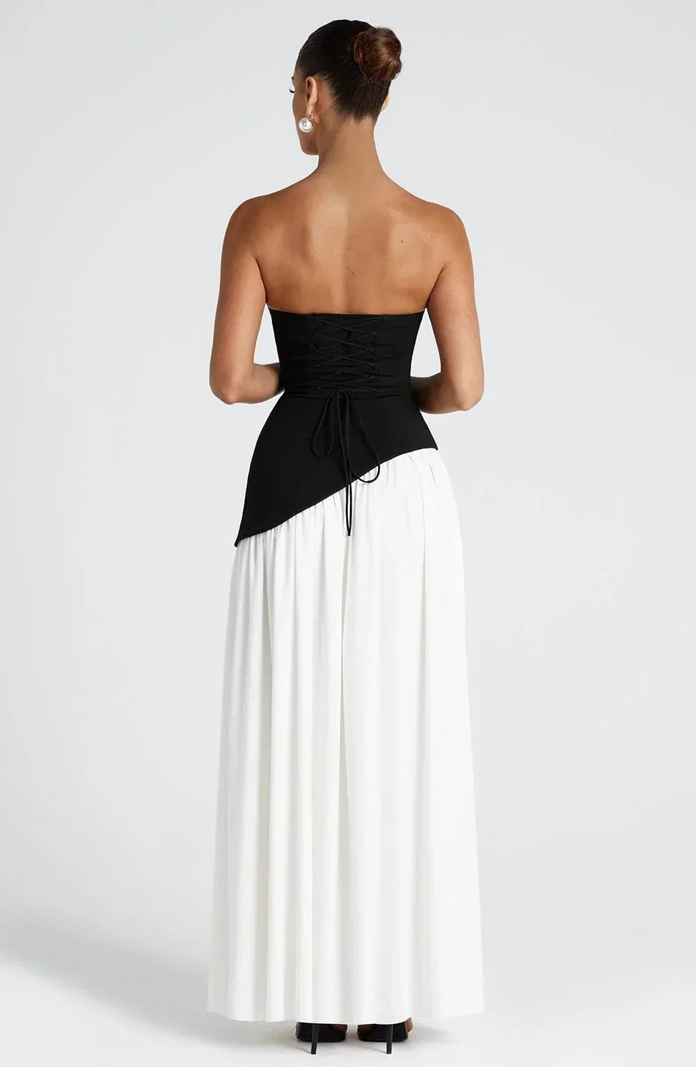 Bianca - Long strapless corset dress with scarf detail and high slit - photo 16