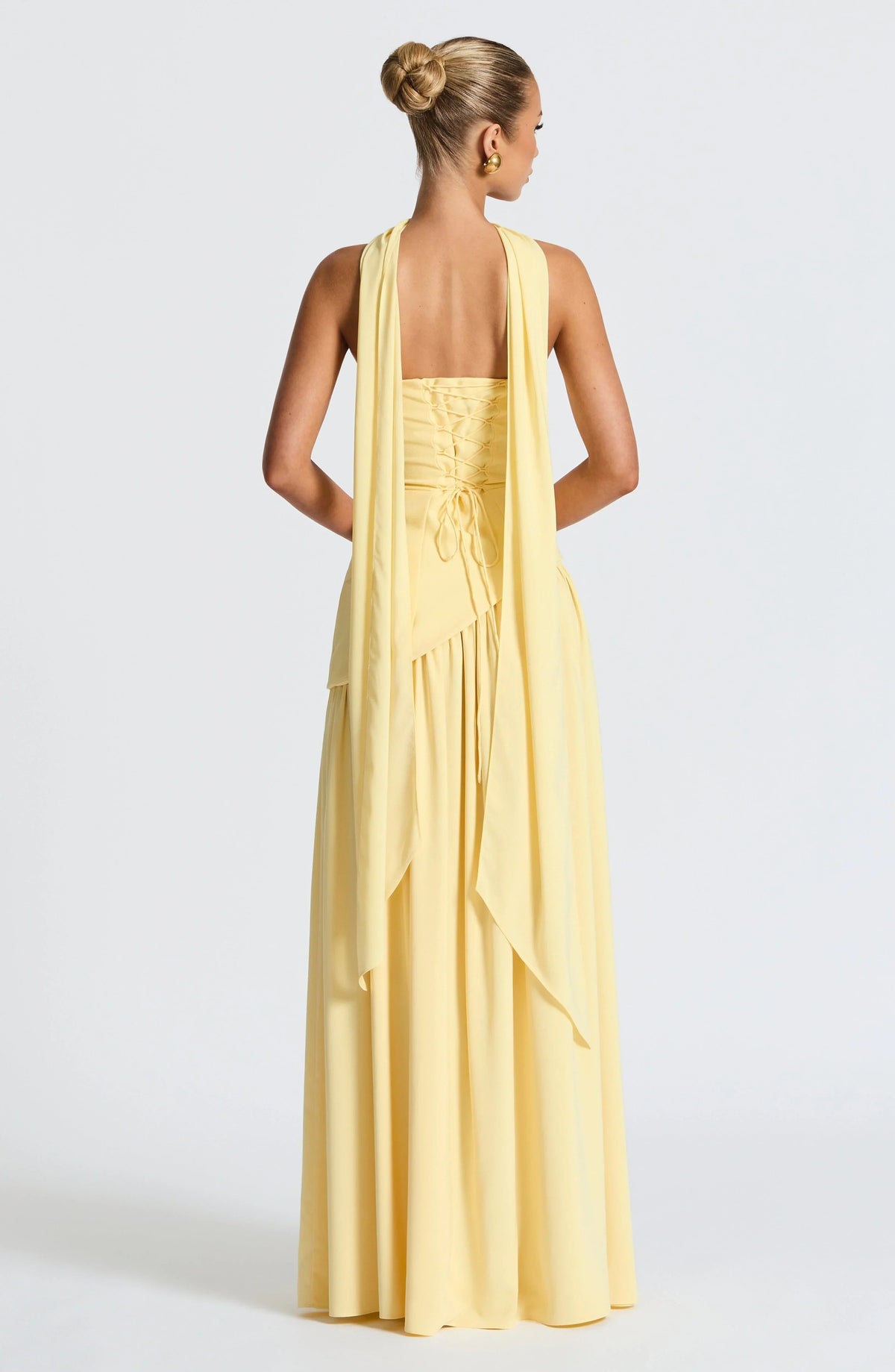 Bianca - Long strapless corset dress with scarf detail and high slit - photo 13