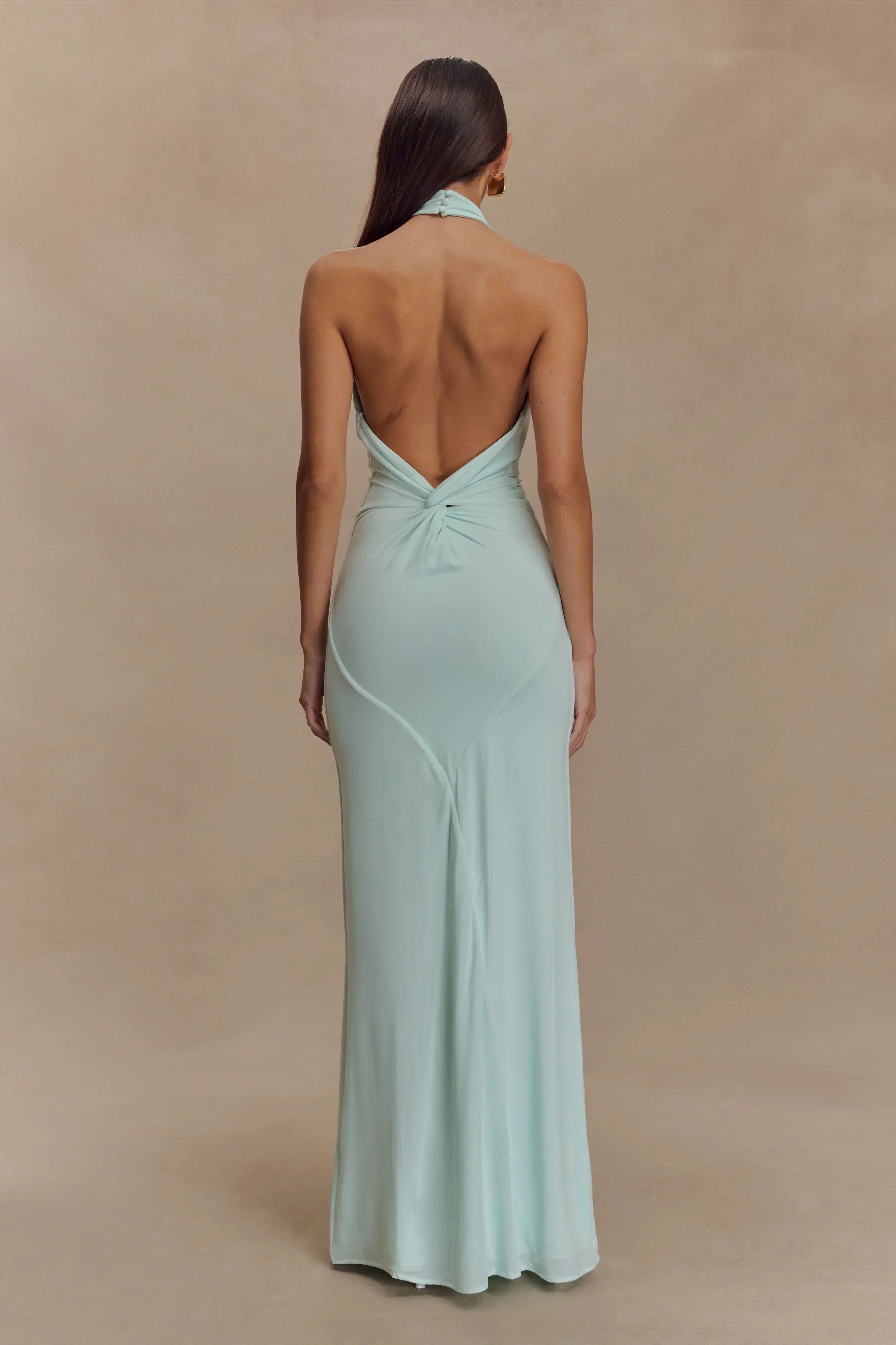 Women's Blue Wedding Guest Maxi Dress with Flattering Drape - photo 2
