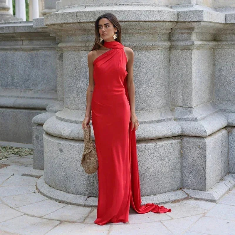 Women's draped one-shoulder Maxi dress - photo 2