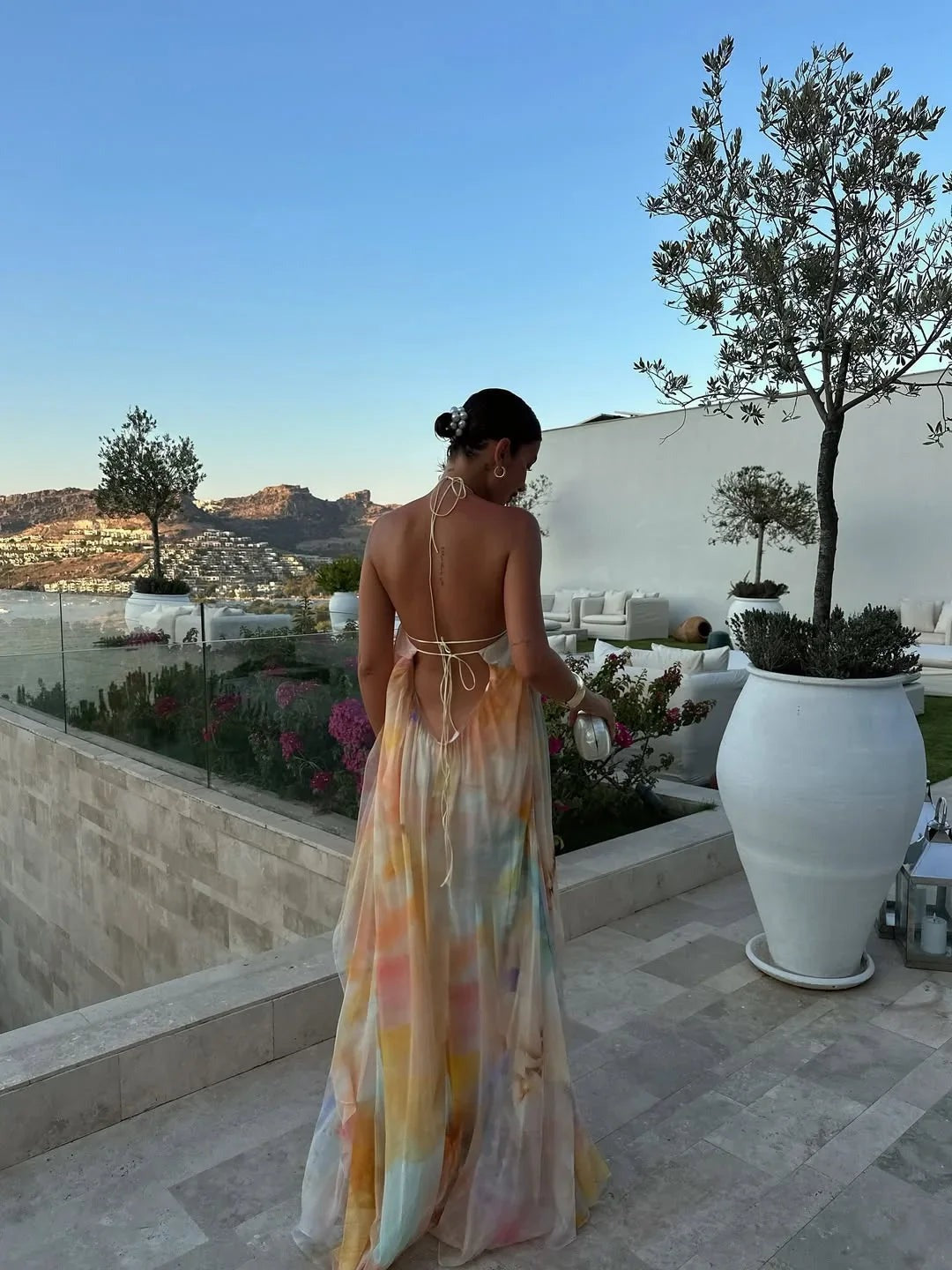 Women's printed backless Maxi dress - photo 6