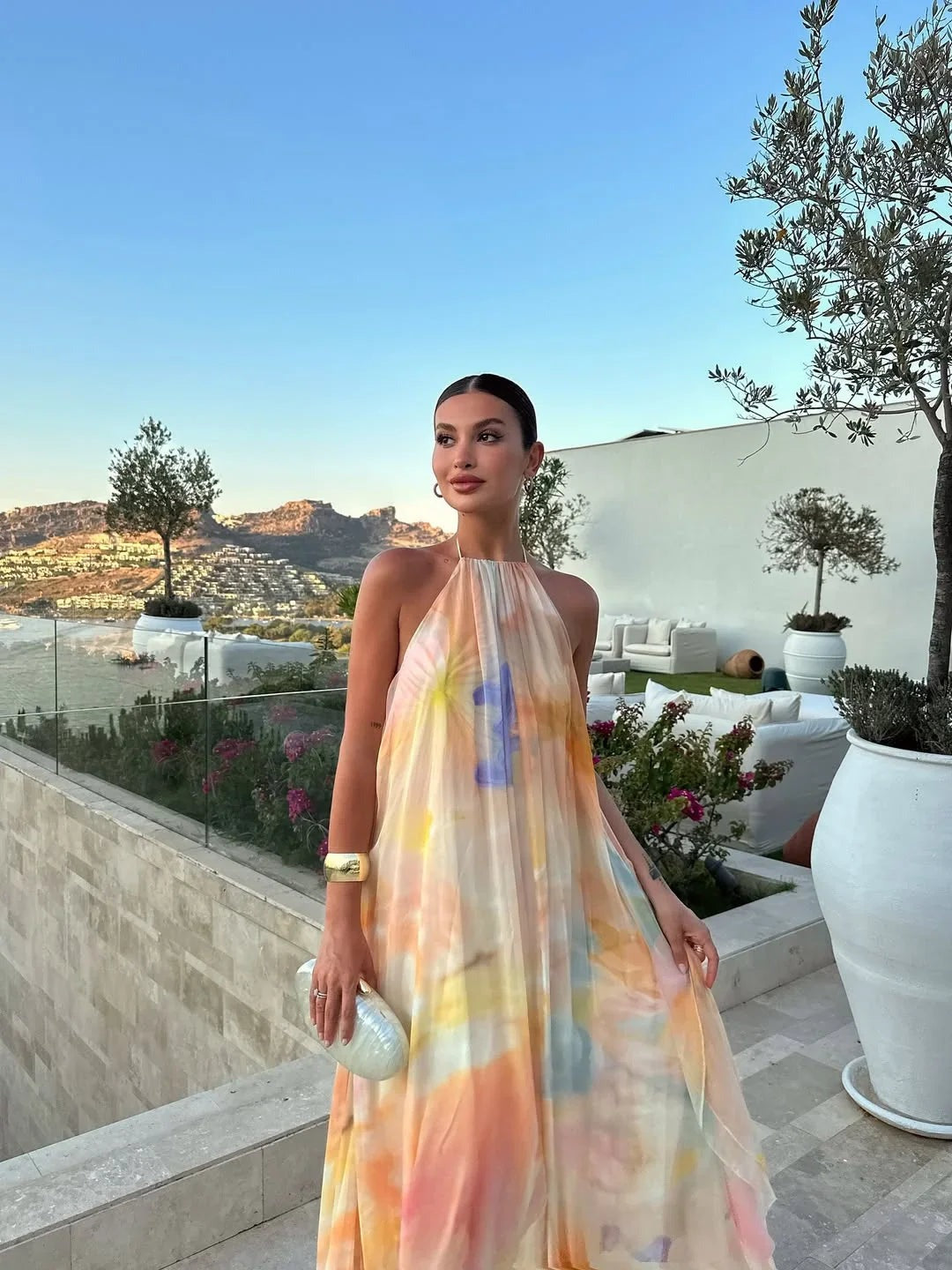 Women's printed backless Maxi dress - photo 3