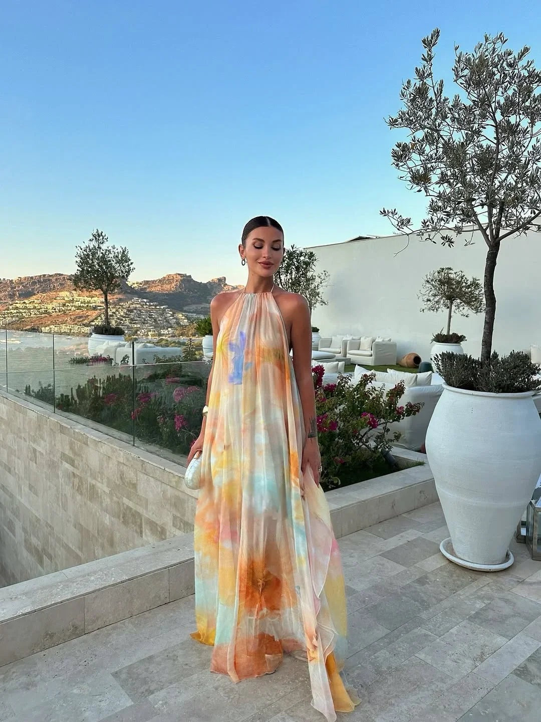 Women's printed backless Maxi dress - photo 2