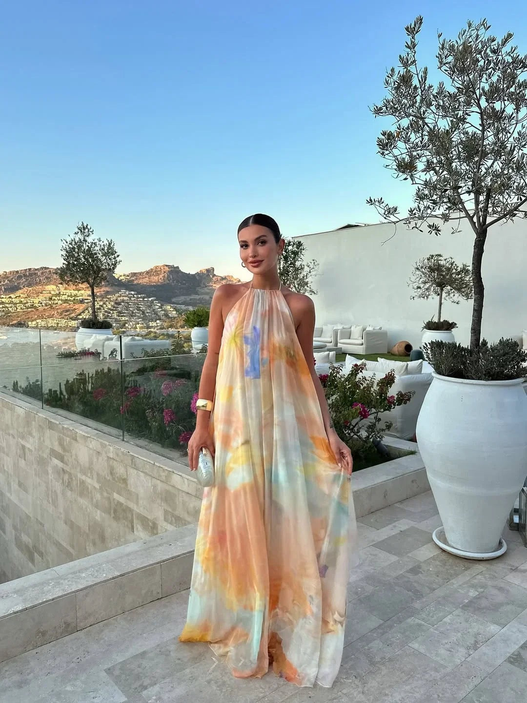 Women's printed backless Maxi dress - photo 1