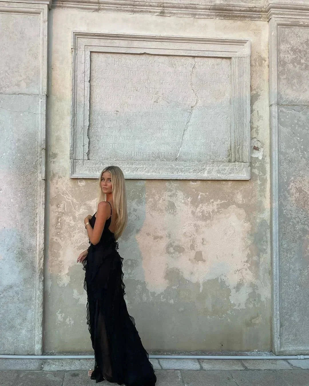 Ophelia - Abito da sera lungo da donna con spalline e volant