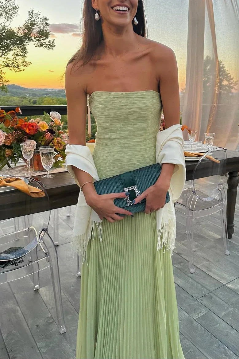 Women's green pleated Maxi dress - photo 2