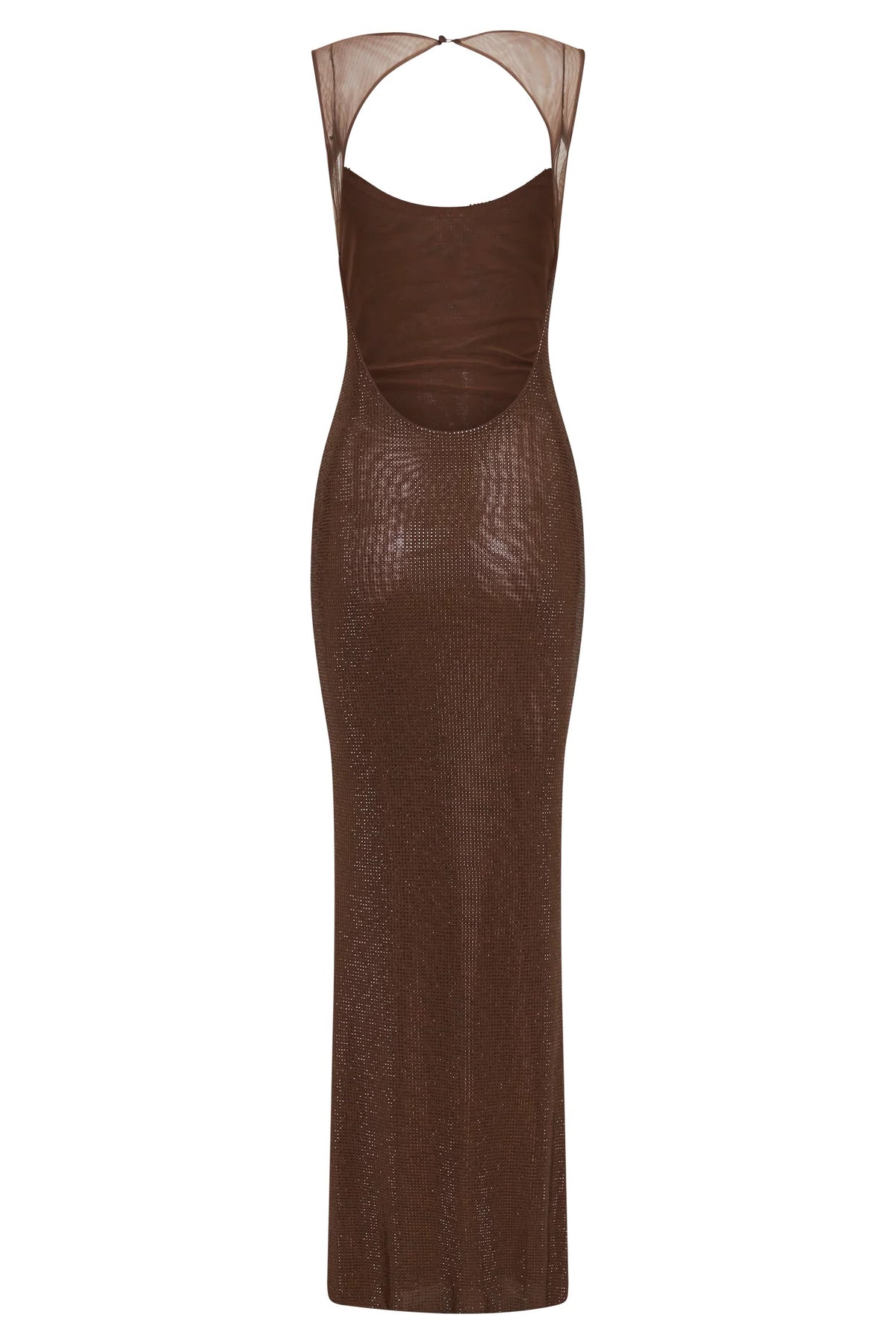 Carmen - Women's long sequined dress with brown straps - photo 8