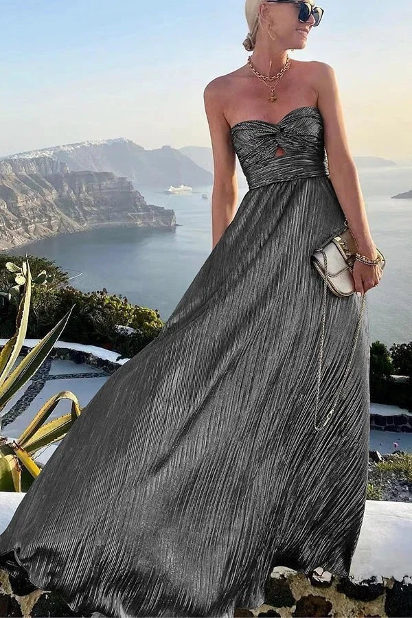 Zinnia - Women's strapless evening maxi dress with a shiny effect - photo 10