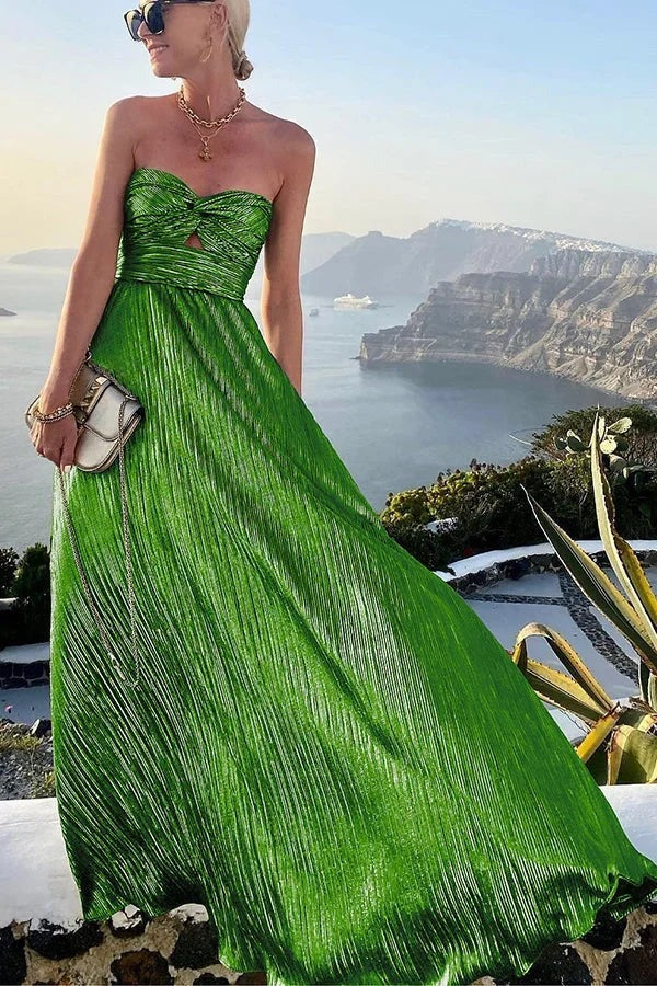 Zinnia - Women's strapless evening maxi dress with a shiny effect - photo 12