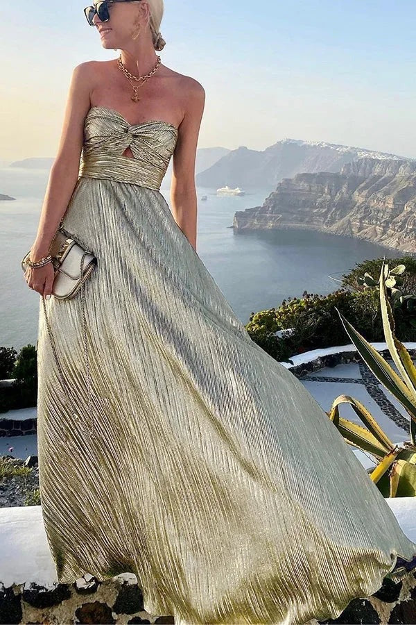 Zinnia - Women's strapless evening maxi dress with a shiny effect - photo 8