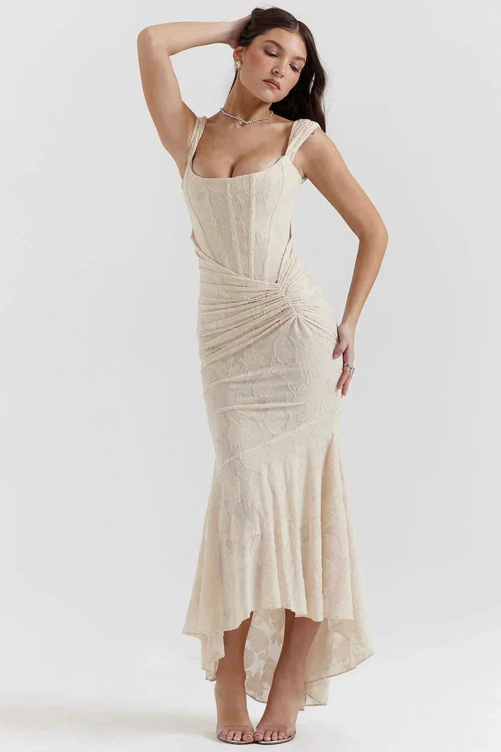 Aaliyah - Women's midi dress with floral pattern and wide straps - photo 25