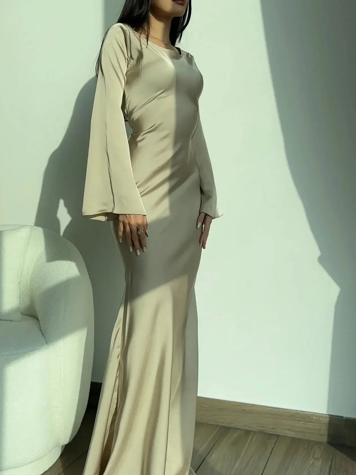 Women's Maxi Dress with Long Sleeves for Wedding Guest - photo 4