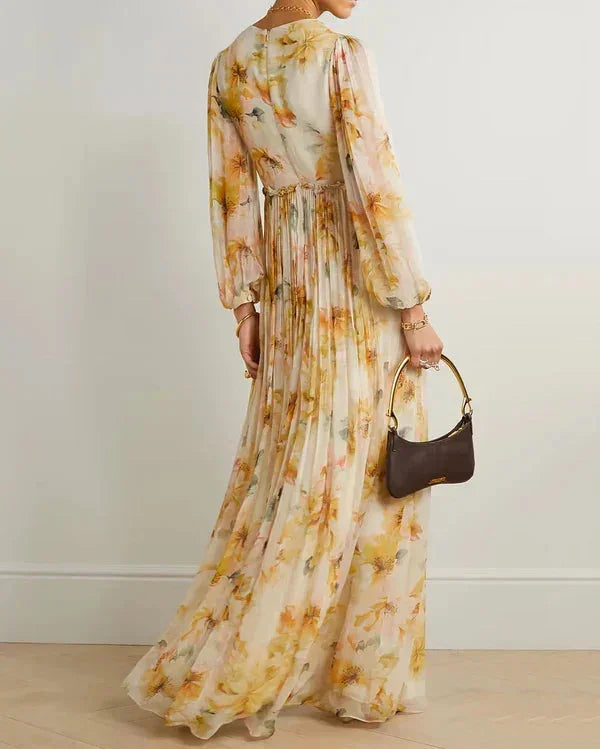 Women's Floral Wedding Guest Maxi Dress with Flattering Drape - photo 2
