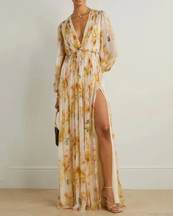 Women's Floral Wedding Guest Maxi Dress with Flattering Drape - photo 1
