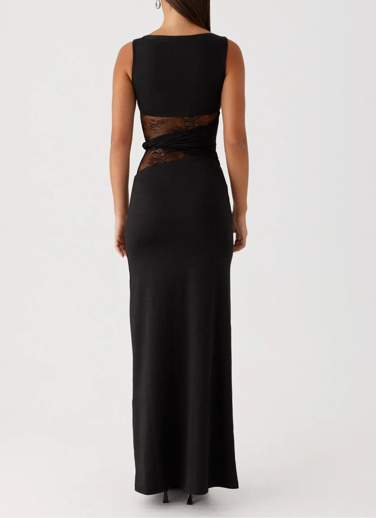 Ruby - Women's Long black dress with lace and cutouts - photo 3