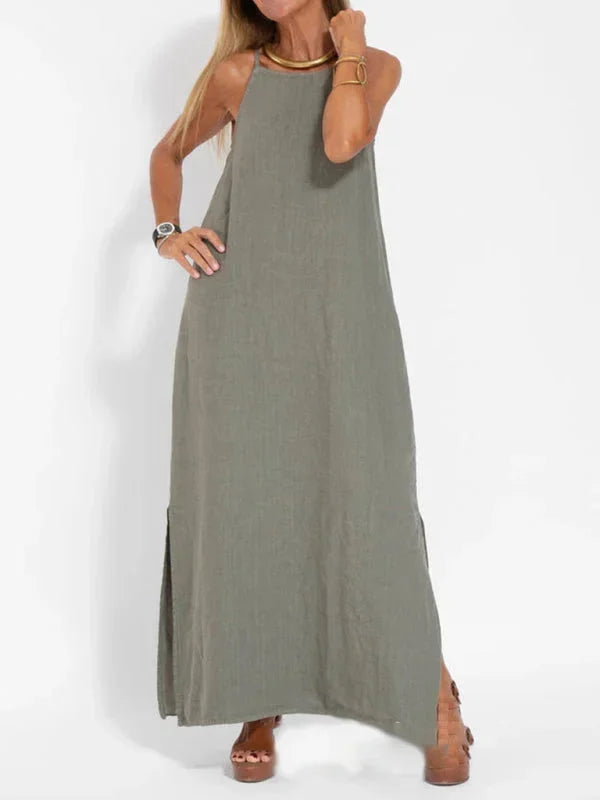 Maria - Women's Sleeveless Linen Maxi Dress, Casual Summer Dress - photo 4
