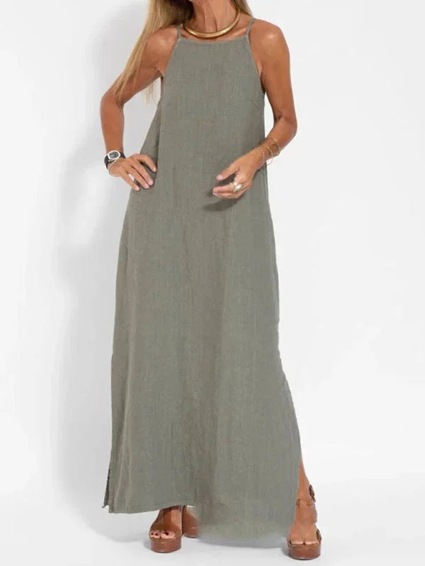 Maria - Women's Sleeveless Linen Maxi Dress, Casual Summer Dress - photo 7