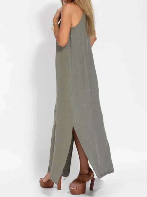 Maria - Women's Sleeveless Linen Maxi Dress, Casual Summer Dress - photo 5