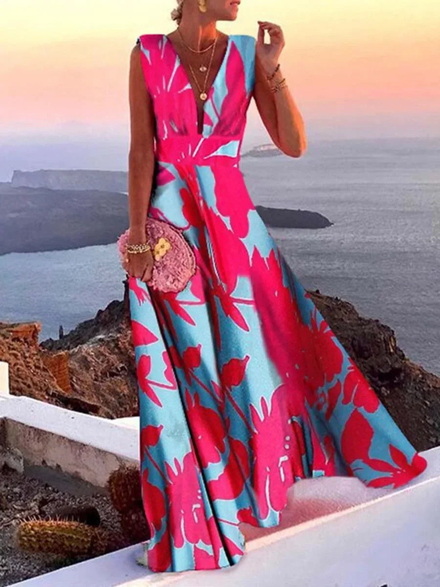 Vanessa - Women's long backless dress with flared V-neck - photo 2