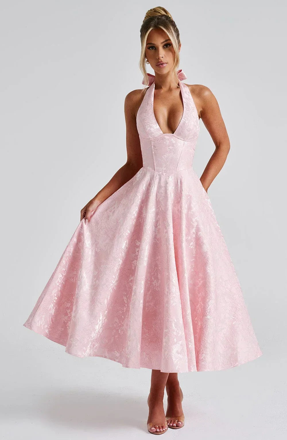 Blair - Women's midi dress with open back and flared skirt - photo 2