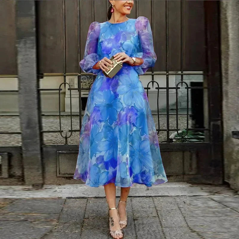 Daisy - Women's floral midi dress with long sleeves and lightweight fabric - photo 2