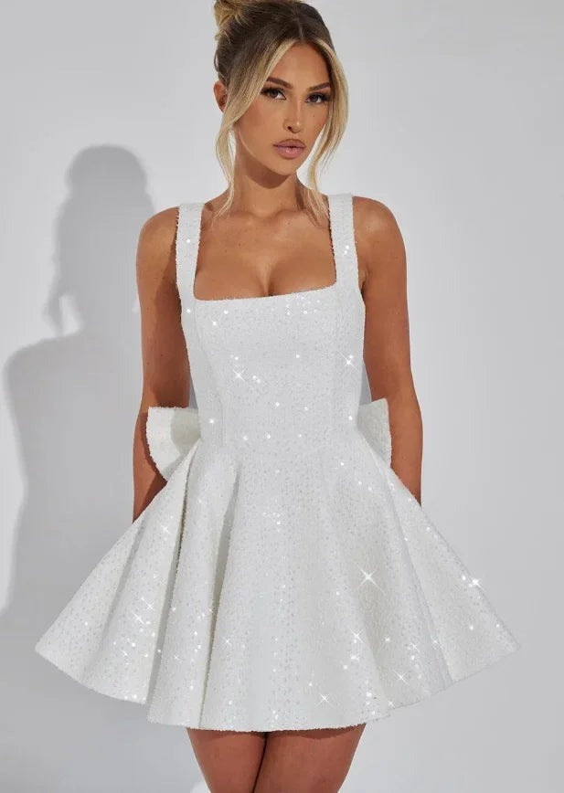 Celeste - Women's Sequined Party Dress with Bow - photo 2