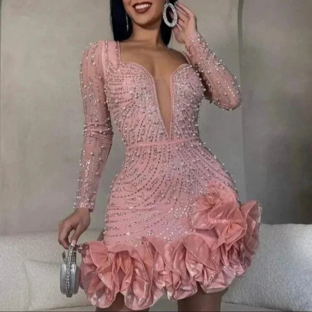 Ella - Women's Plunge Long Sleeve Evening Dress - photo 5