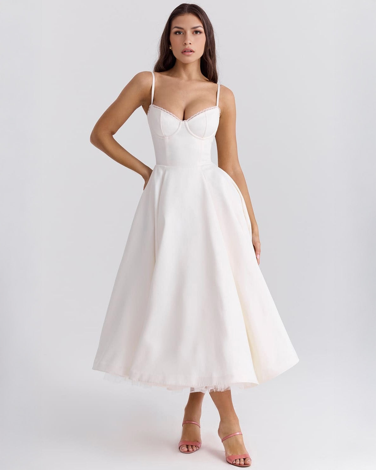 Robina - Women's Bustier Midi Dress with Full Skirt - photo 14