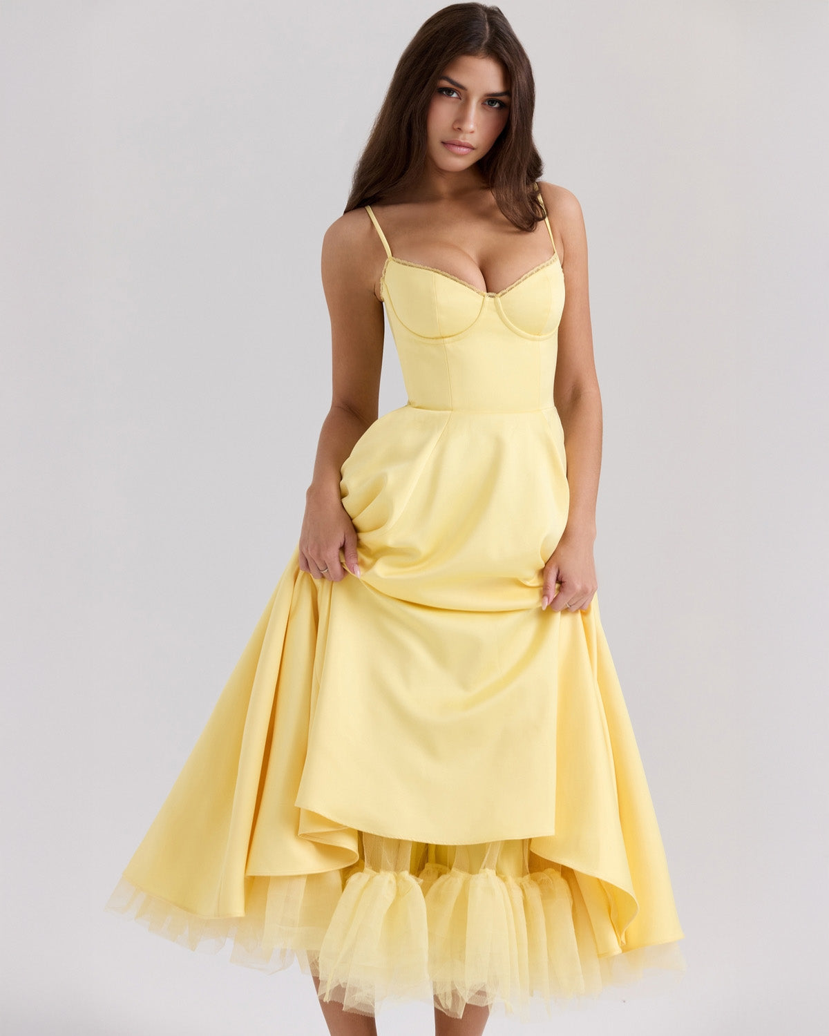 Robina - Women's Bustier Midi Dress with Full Skirt - photo 3
