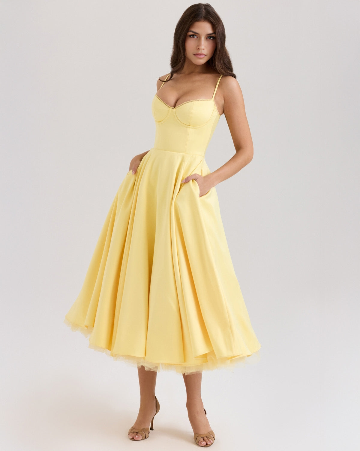 Robina - Women's Bustier Midi Dress with Full Skirt - photo 4