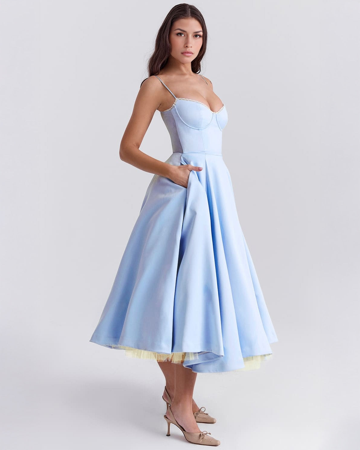 Robina - Women's Bustier Midi Dress with Full Skirt - photo 7