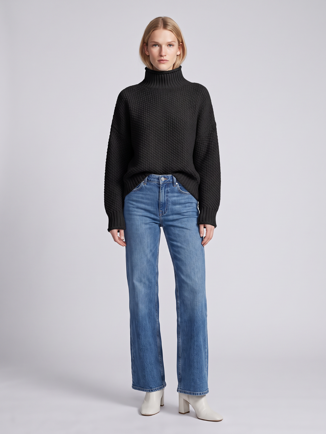 Rosalie - Women's Knitted Jumper with Roll Neck - photo 2