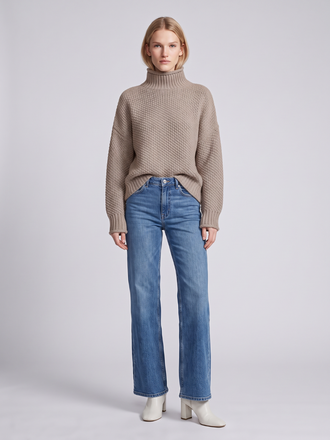Rosalie - Women's Knitted Jumper with Roll Neck - photo 5