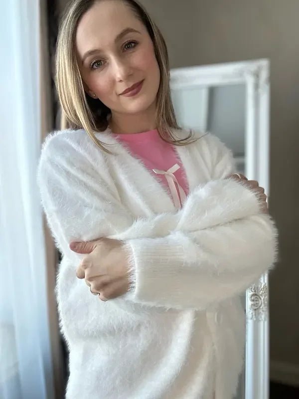 Rosalie - Women's Cardigan with Brushed Knit and Button Front